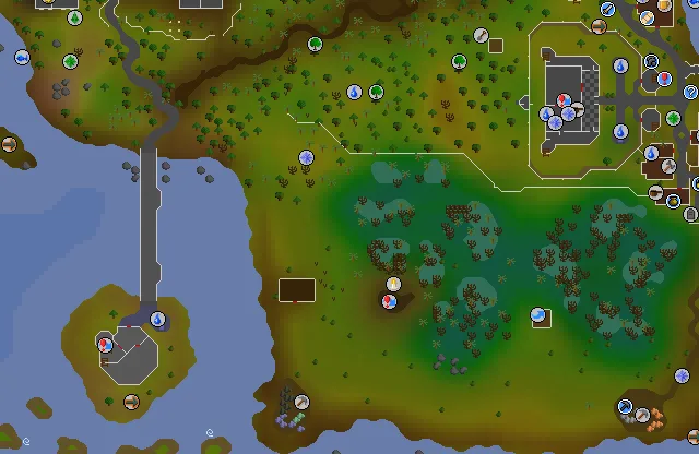 Map of Lumbridge Swamp where this quest begins
